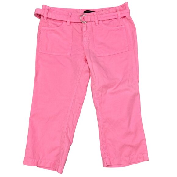 Express Linen Blend Utility Pocket Belted Capri in Hot Pink Size 4 - Picture 2 of 5